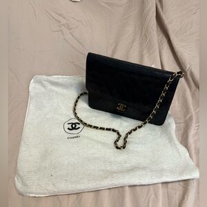 CHANEL Vintage Black Quilted Crossbody Bag - 24k Gold Plated Hardware